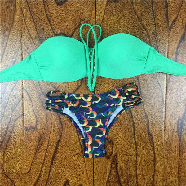 Push Up Bikinis Set Femme Beach Floral Printed Swimwear Women Straples