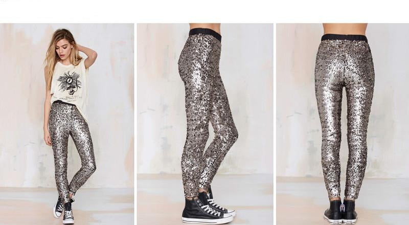 New Celeb Style Womens Stretchable Sparkle Metallic