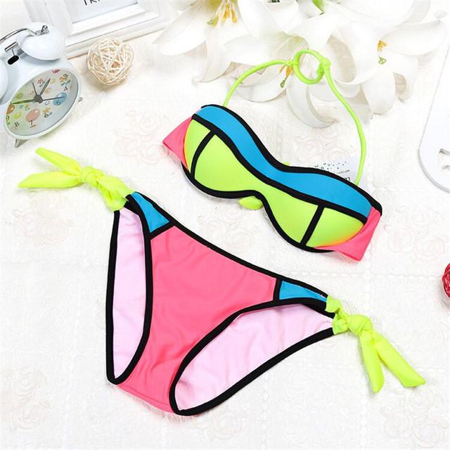 Patchwork Swimsuit Halter Baby Beachwear