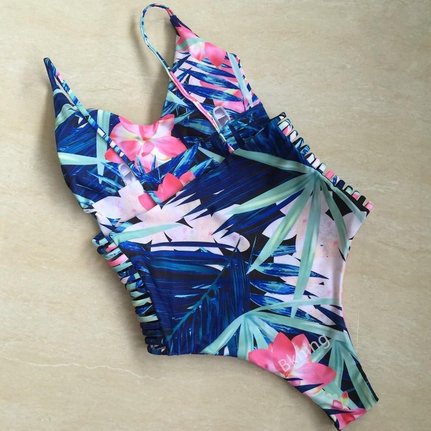 Leaf Print Padded One-Piece Bathing Suit