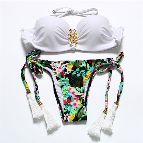 new pattern bikini bandeau swimwear women bikini push up bikini print