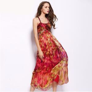 long silk floral dress