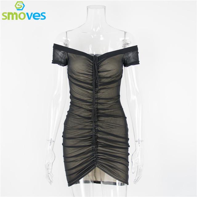 Simply bliss ruched mesh bodycon mini dress