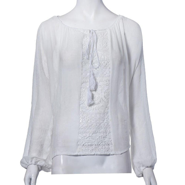 Sexy Off Shoulder Casual White Lace Crochet Loose Top