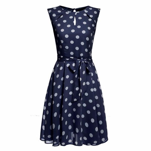 Meaneor sexy vestido summer dress dot print chiffon elegant casual bow