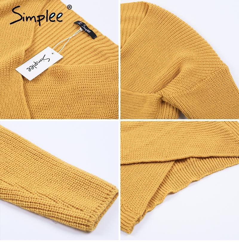 V neck cross knitting winter sweater women Fashion down sleeve pullove