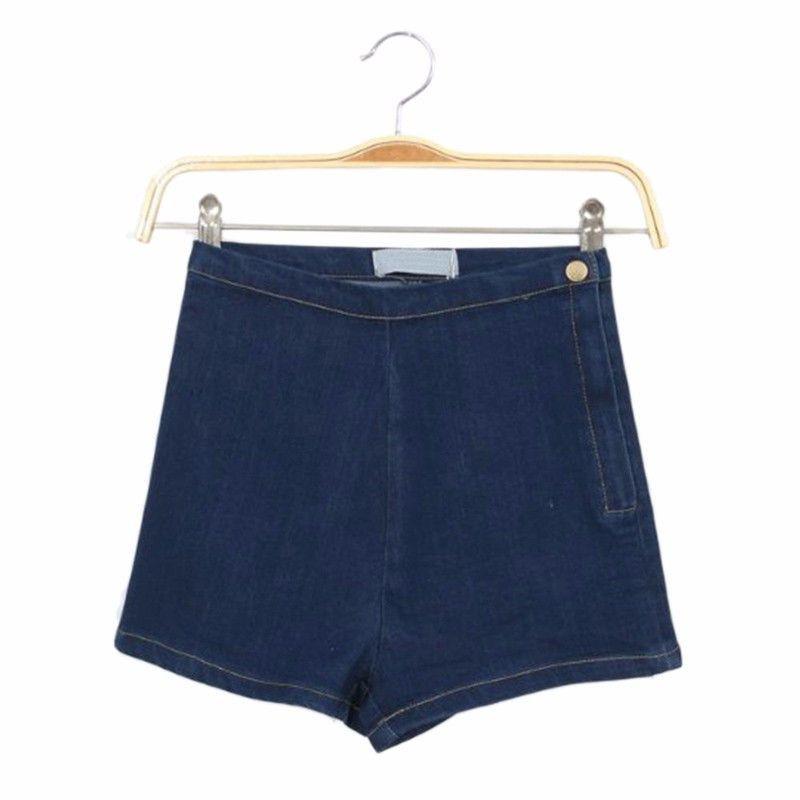 Colorful Apparel Side Zipper High Waist Shorts Slim Denim Shorts