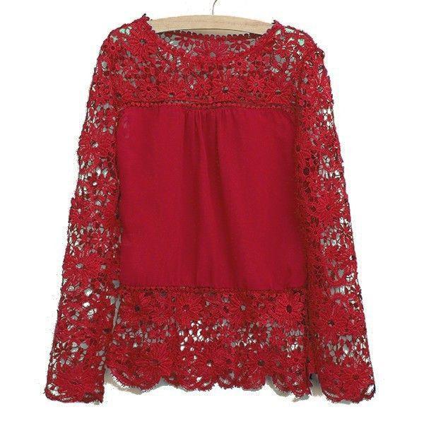 Beautiful Lace Patchwork Chiffon Blouse