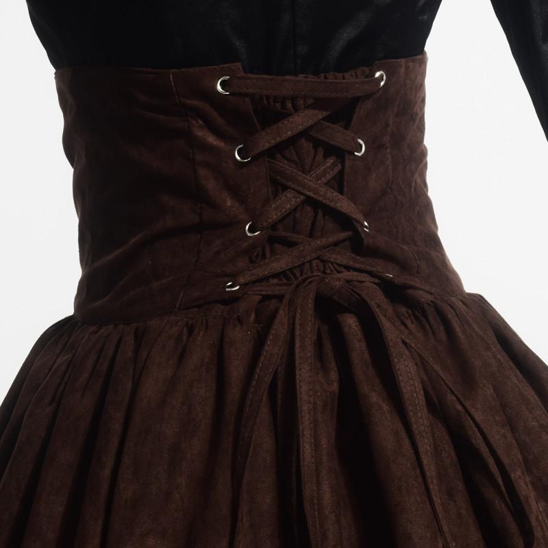 Vintage Steampunk Skirt Victorian Gothic High Waist Long Walking Slim