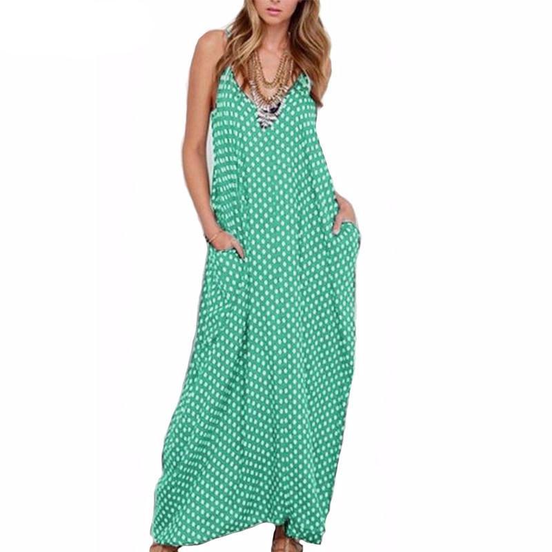 Sexy Beachwear with Polka Dot Casual Loose Long Maxi Dress