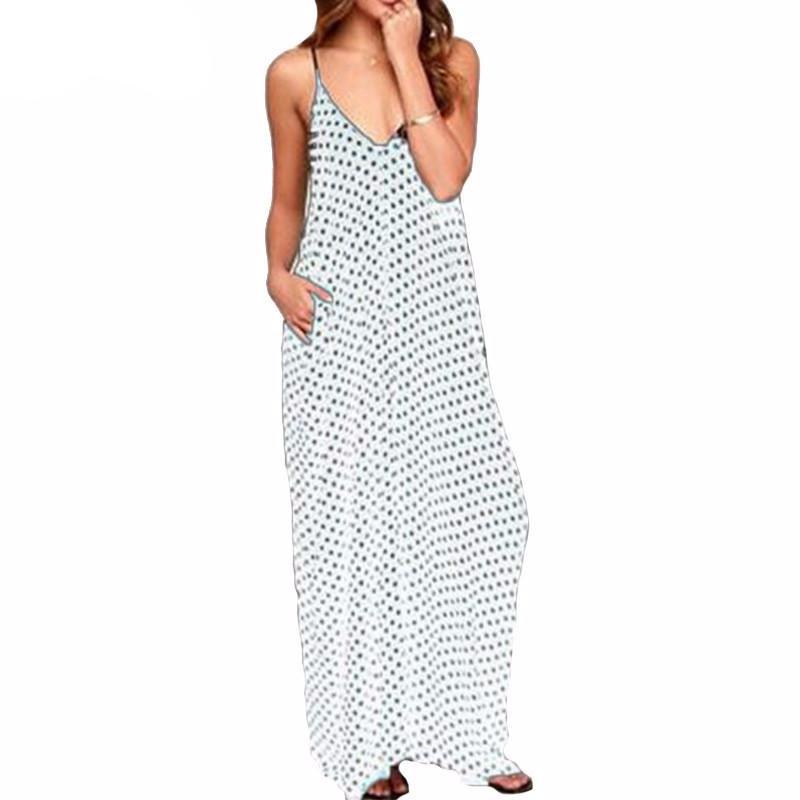 Sexy Beachwear with Polka Dot Casual Loose Long Maxi Dress