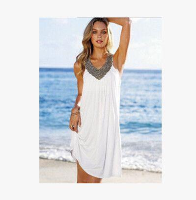 Beach dress new style sleeveless white women dress casual vestidos sex