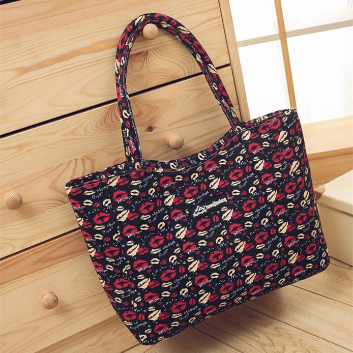 Waterproof Canvas Casual Zipper Shopping Bag Large Tote Women Handbags