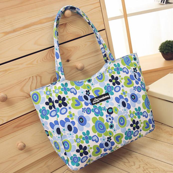 Waterproof Canvas Casual Zipper Shopping Bag Large Tote Women Handbags