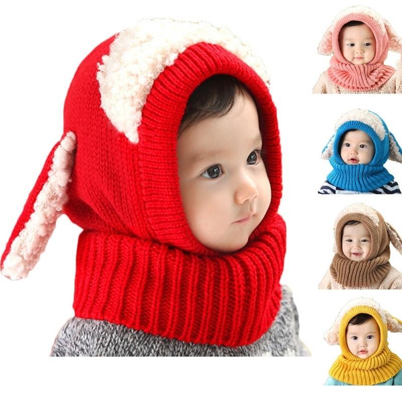 Novelty Wool Hat Cute Child Puppy Cashmere Ears Beanie Shawl Hat One-p