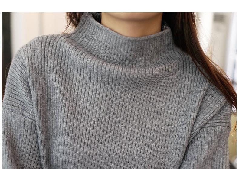 Turtleneck knitted Long Sleeve Fluffy Pullover