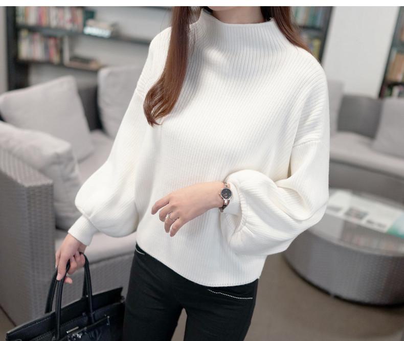 Turtleneck knitted Long Sleeve Fluffy Pullover