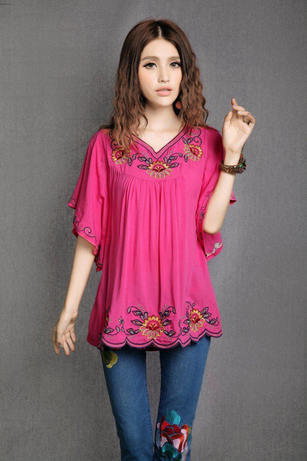 Ethnic Floral Embroidered Blouses