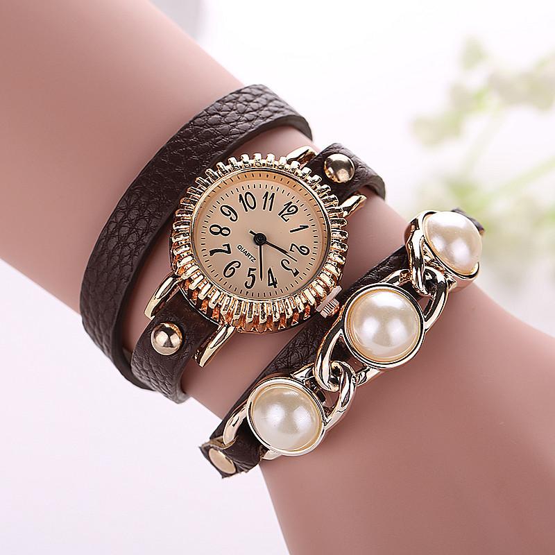 New Fashion Women Bracelet Pearl Watch Casual Women Wristwatch Luxury