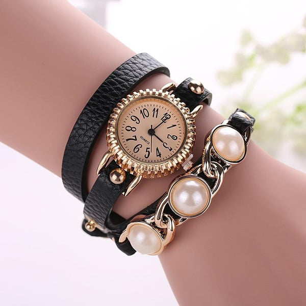 New Fashion Women Bracelet Pearl Watch Casual Women Wristwatch Luxury