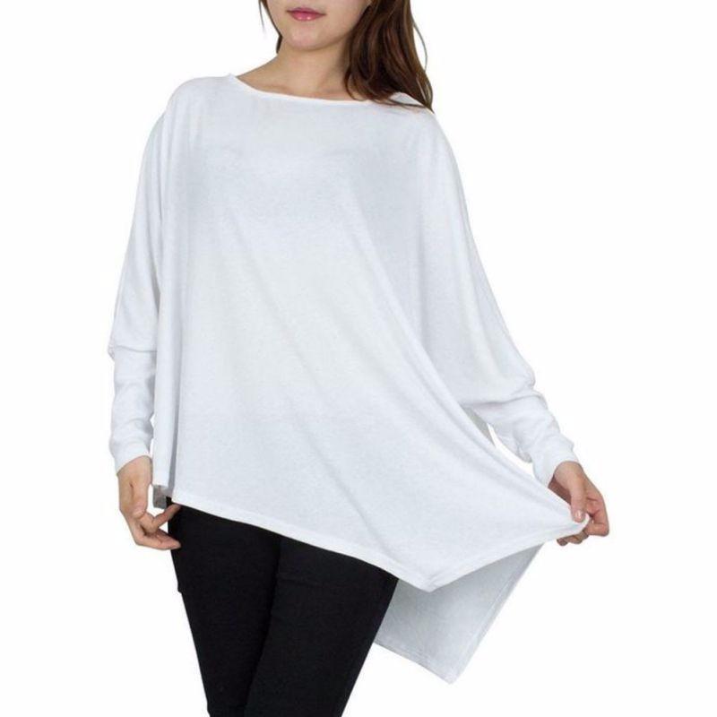 Women Autumn Oversized Irregular Long Shirts Batwing SleeveCasual Loos