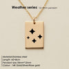 Elegant Weather Necklace Engrave Star Moon Charms Square Pendant Necklace Gold Stainless Steel Minimalist Women Jewelry