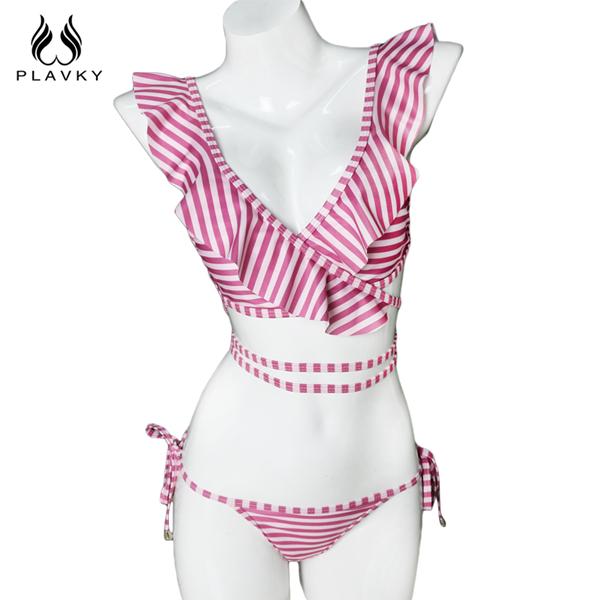 pink striped bathing suit