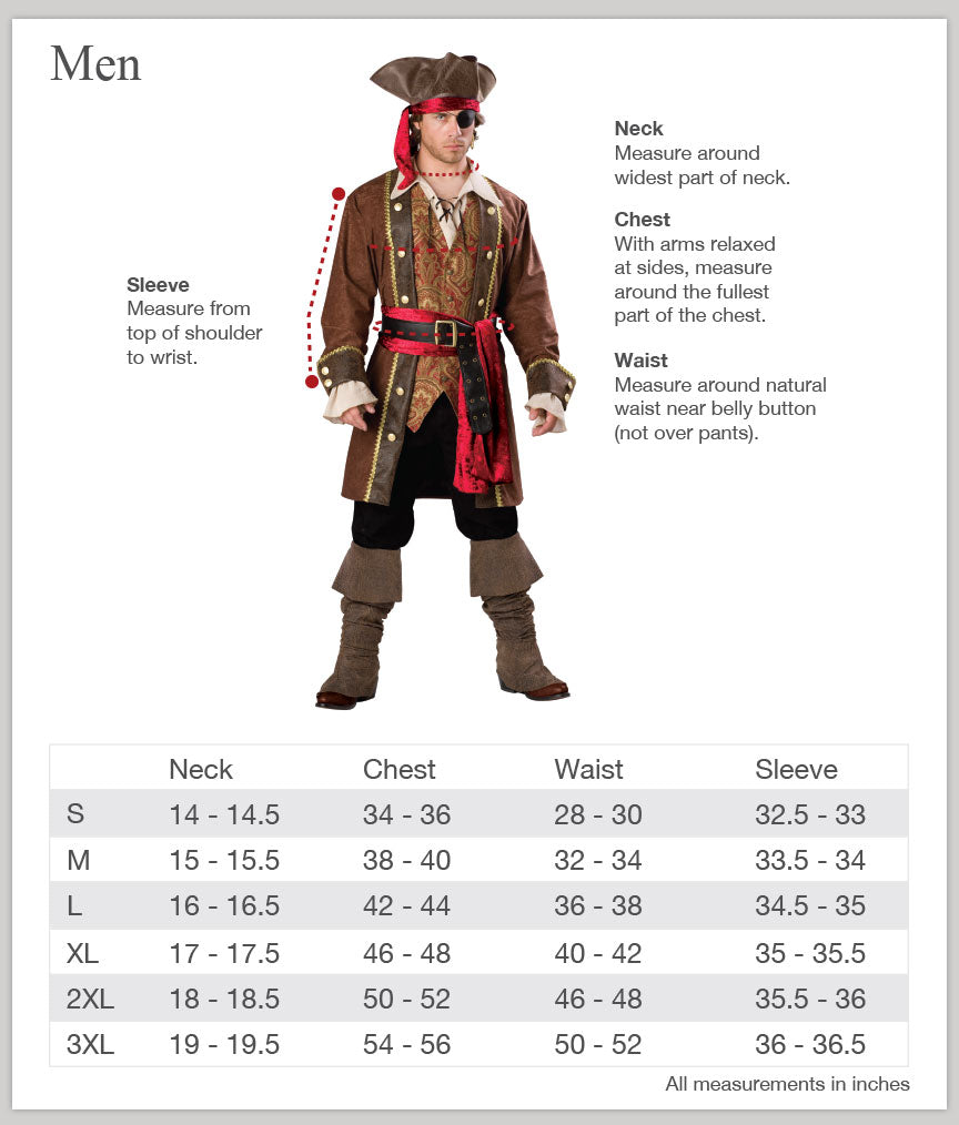 Size Charts – InCharacter Costumes