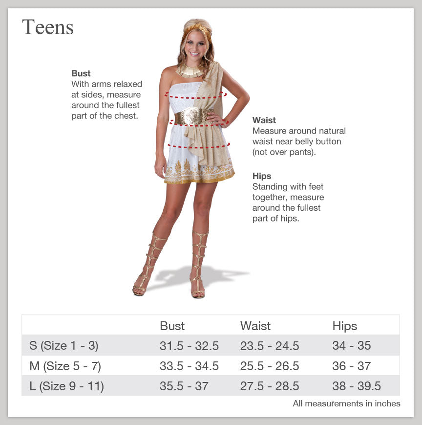Size Charts – InCharacter Costumes