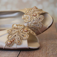 Low Heel Wedding Shoes Crystal Applique Custom Wedding Shoes Ellie Wren