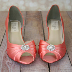 Coral Wedding Shoes Low Heel Wedding Shoes Custom Wedding Shoes Ellie Wren