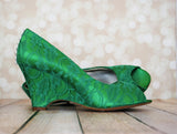Emerald Green Wedding Wedges Custom Wedding Shoes Ellie Wren