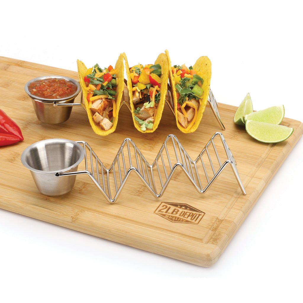2LB Depot Taco Holder with Salsa, Guacamole Cup, Premium 18/8 Stainless ...