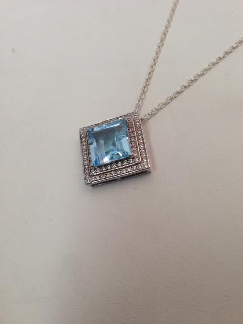 Blue Topaz & Sterling Silver Necklace