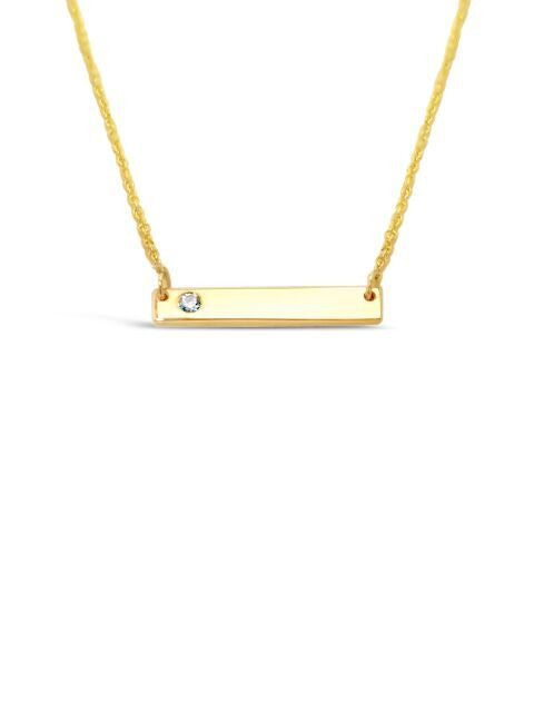 Diamond on Yellow Gold Bar Necklace