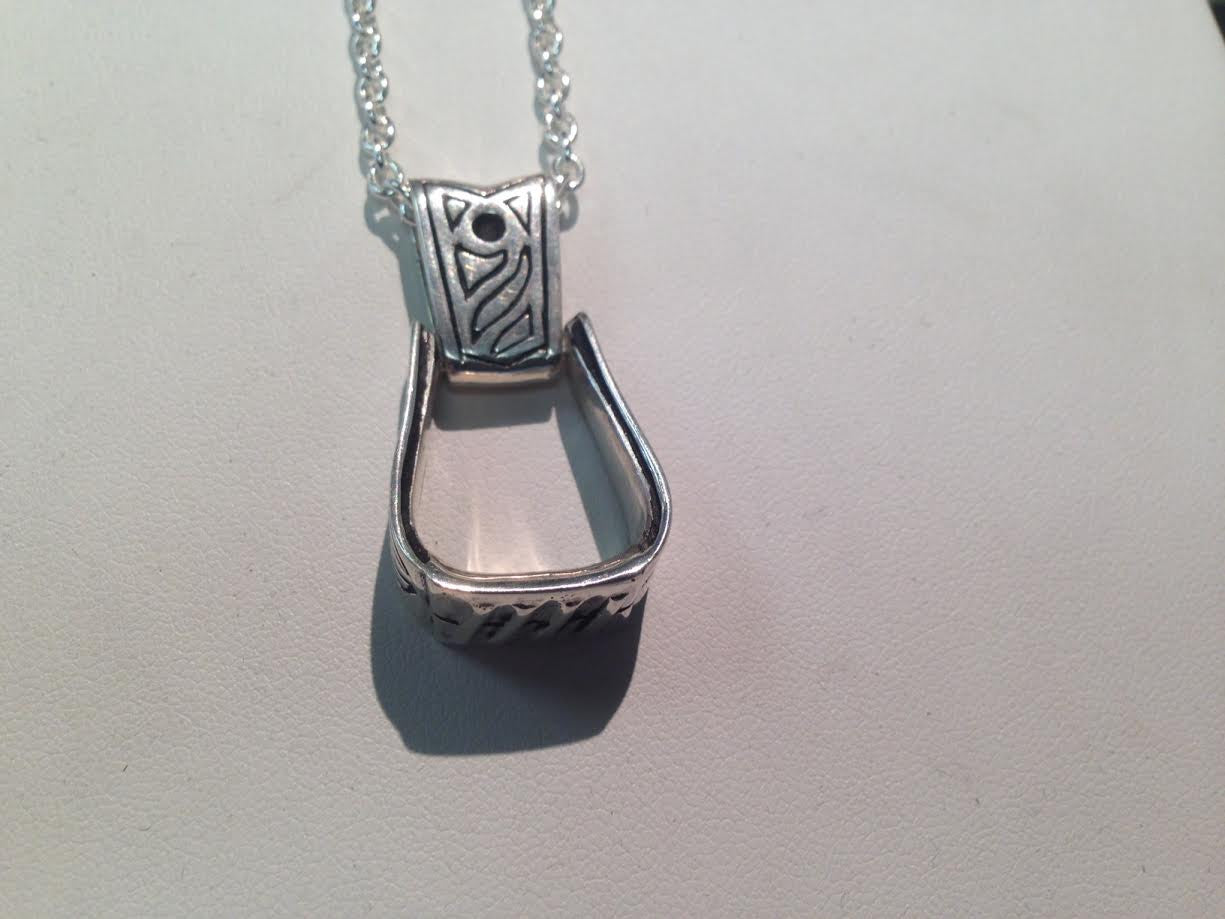 Large Western Stirrup Pendant Sterling Silver