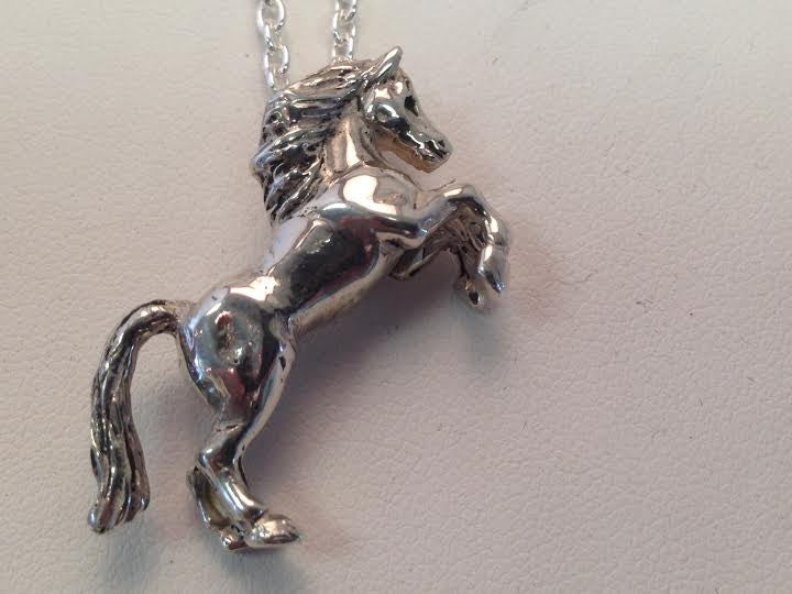 Rearing Horse Pendant Silver