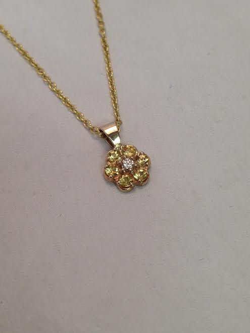 Small Yellow Sapphire Cluster Pendant