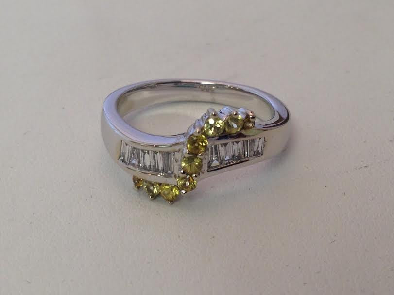 Yellow Sapphire & Diamond Swirl Ring