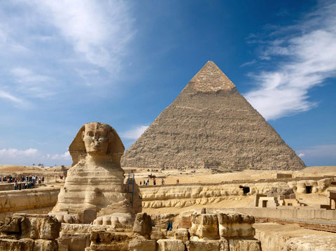 great pyramid of giza with sphinx