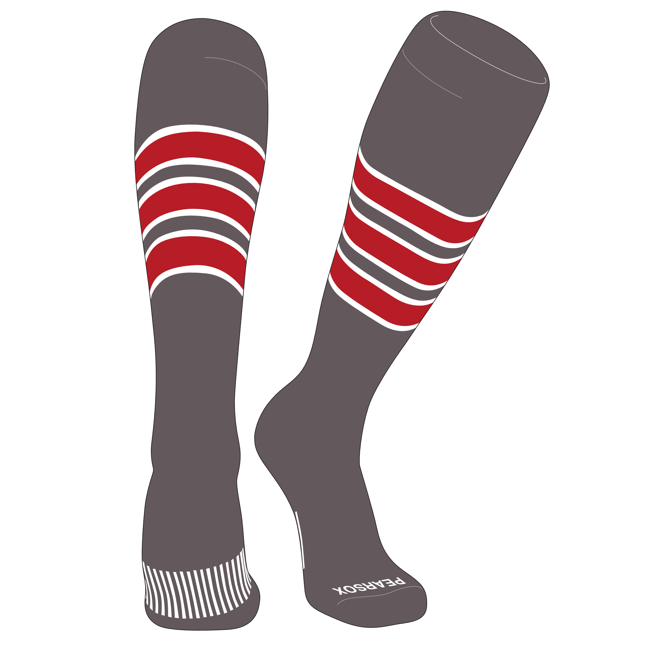 PEAR SOX Striped OTC Baseball, Softball, Football Socks (C) Graphite ...