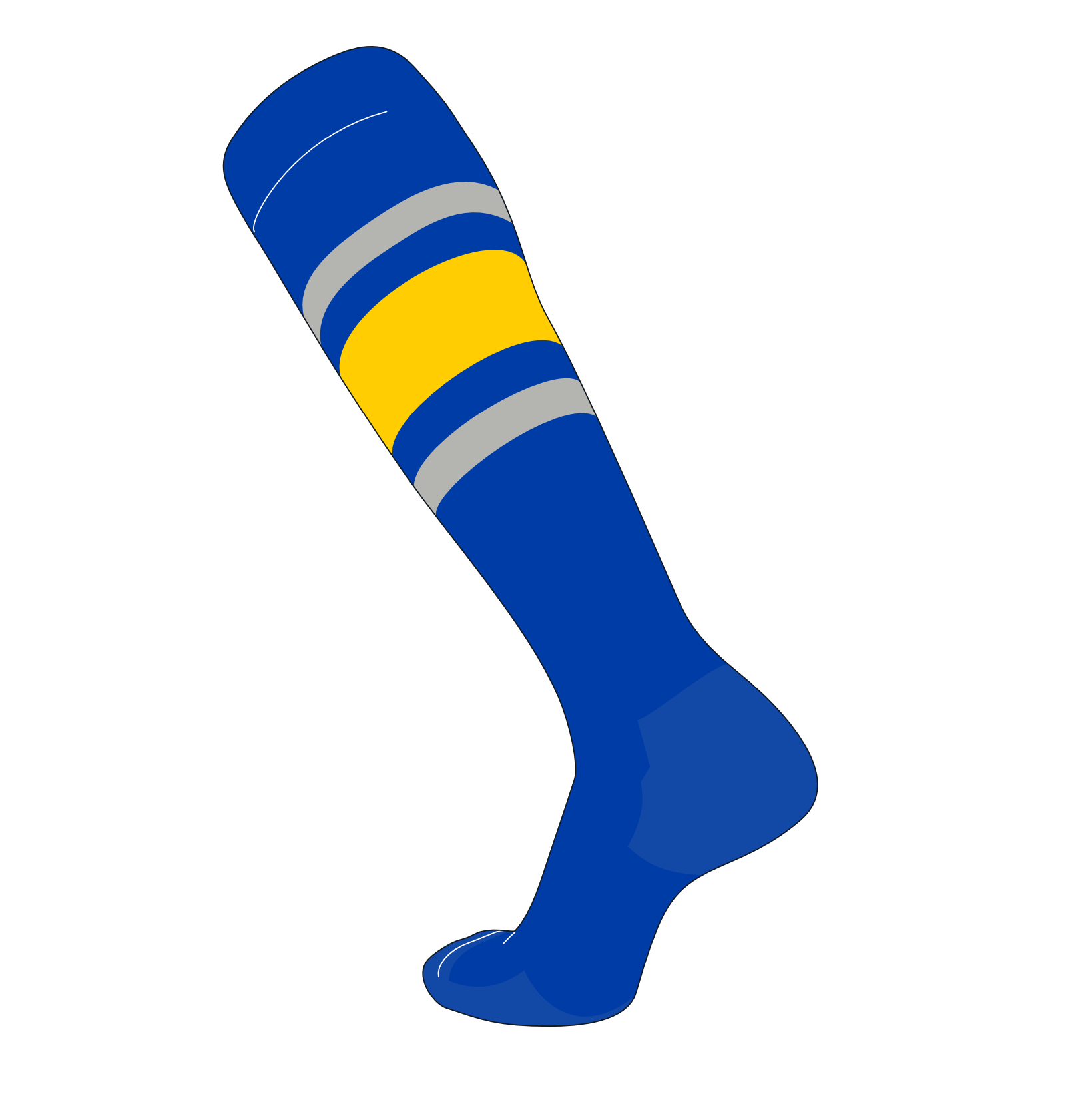 TCK Elite Baseball Football Knee High Striped Socks (E) Royal, Grey, Gold