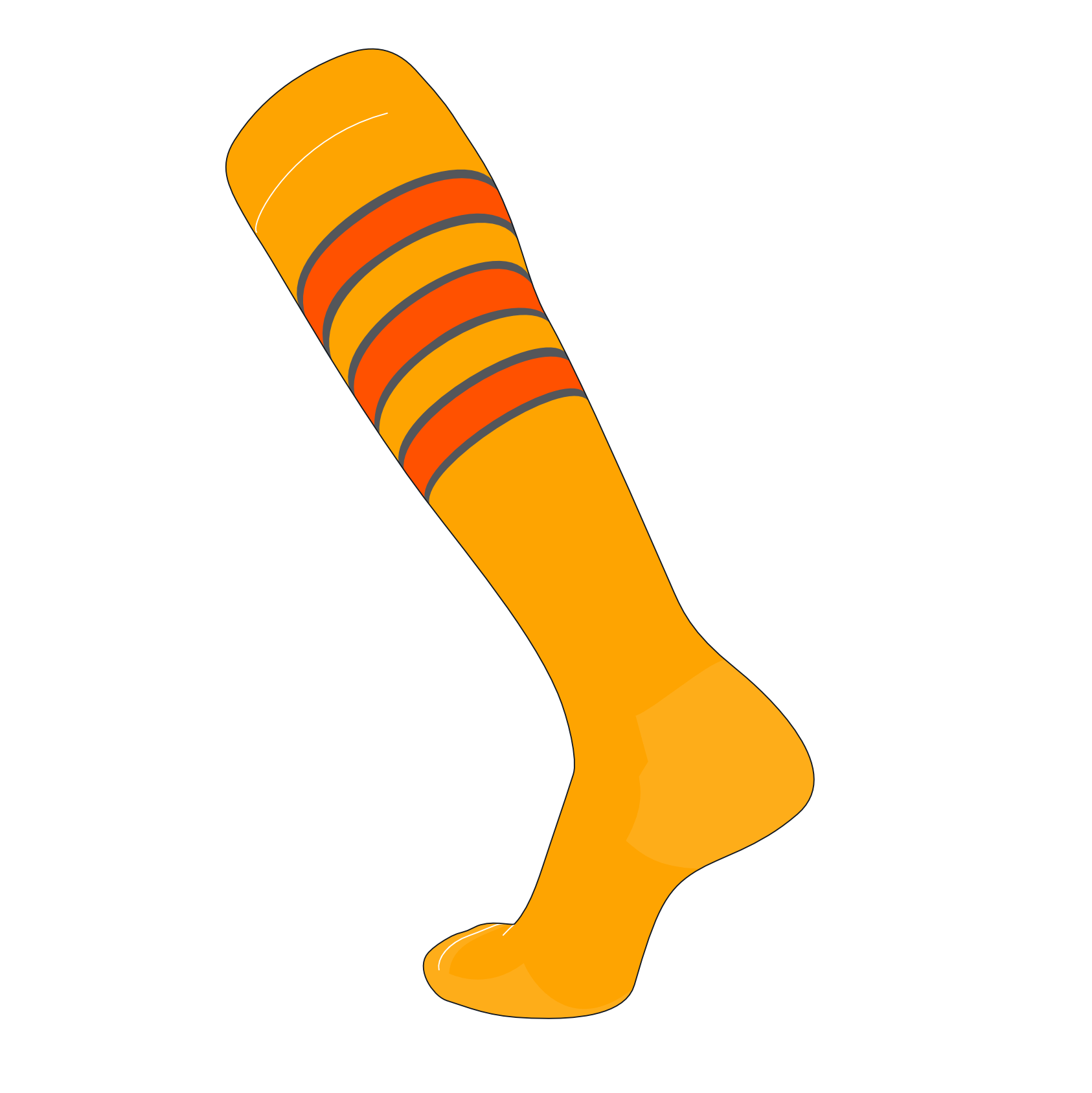 TCK Elite Baseball Football Knee High Striped Socks (D) Dk Gold, Graphite,  Orange