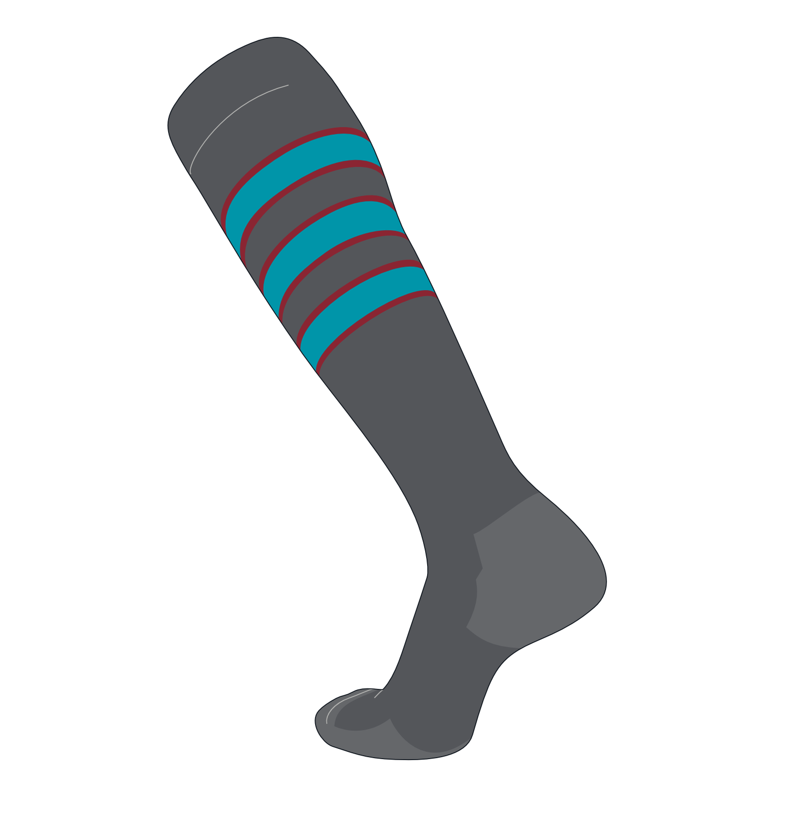 Baseball Knee High Stirrup Socks (F, 7in) Marlin Teal, Hot Pink, Black,  Black - Medium