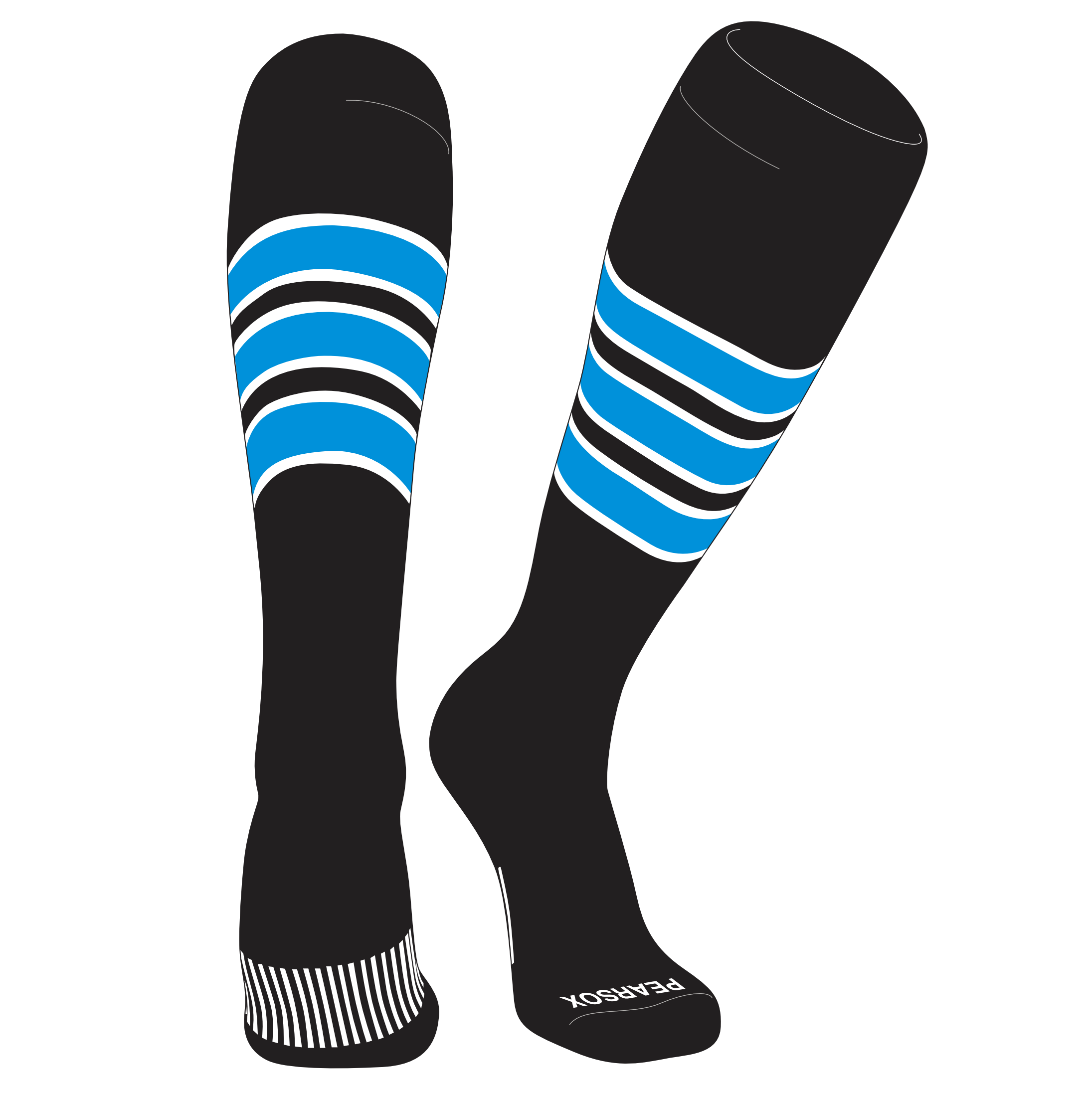 PEAR SOX Striped OTC Baseball, Softball, Football Socks (C) Black ...