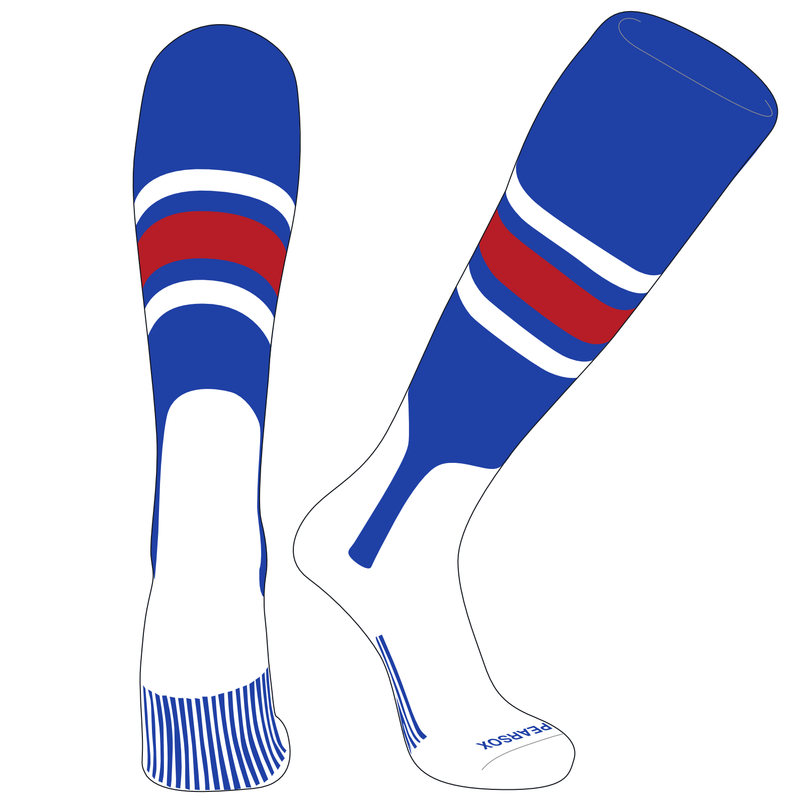 PEAR SOX OTC Baseball Softball Stirrup Socks (B, 7in) Royal, White, Red