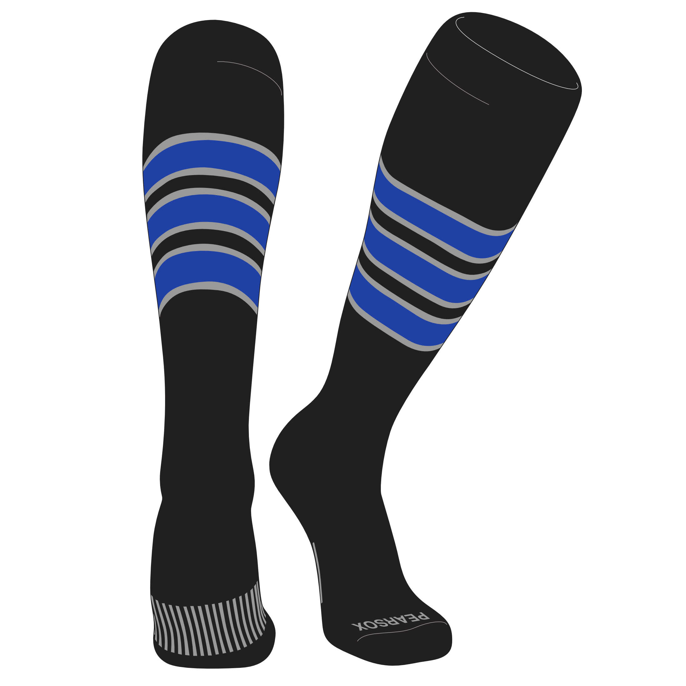 PEAR SOX Striped OTC Baseball, Softball, Football Socks (C) Black ...