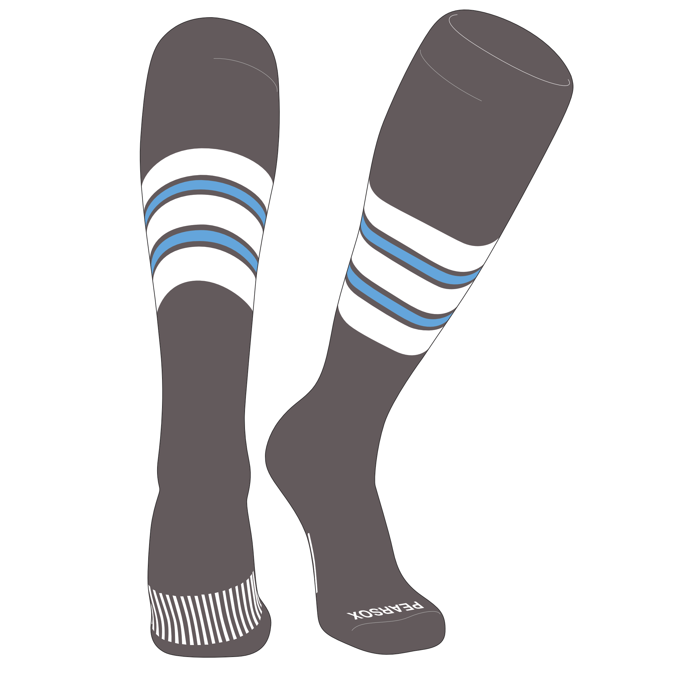 PEAR SOX Striped OTC Baseball, Softball, Football Socks (E) Graphite ...