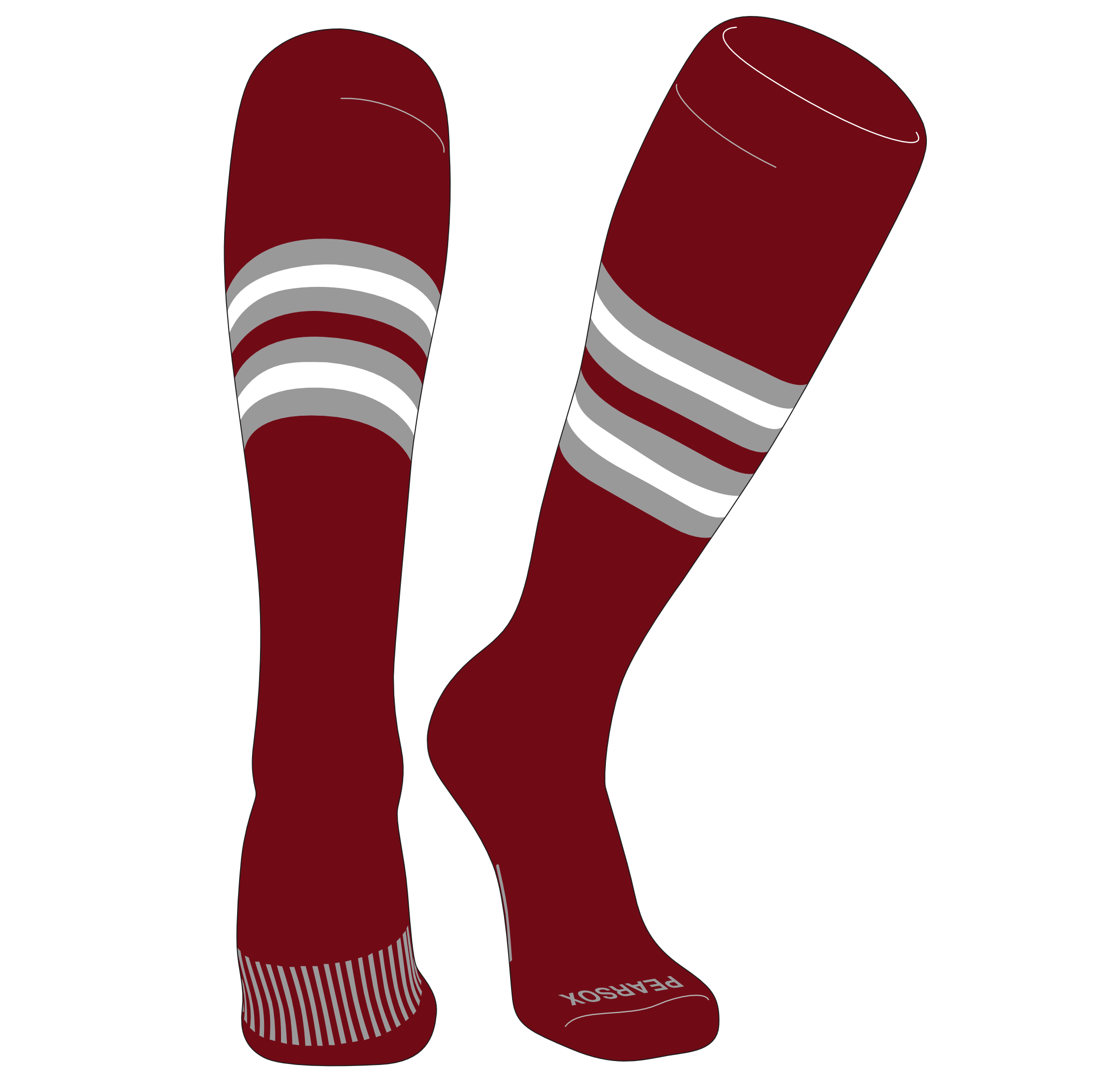 PEAR SOX Striped OTC Baseball, Softball, Football Socks (F) Cardinal ...