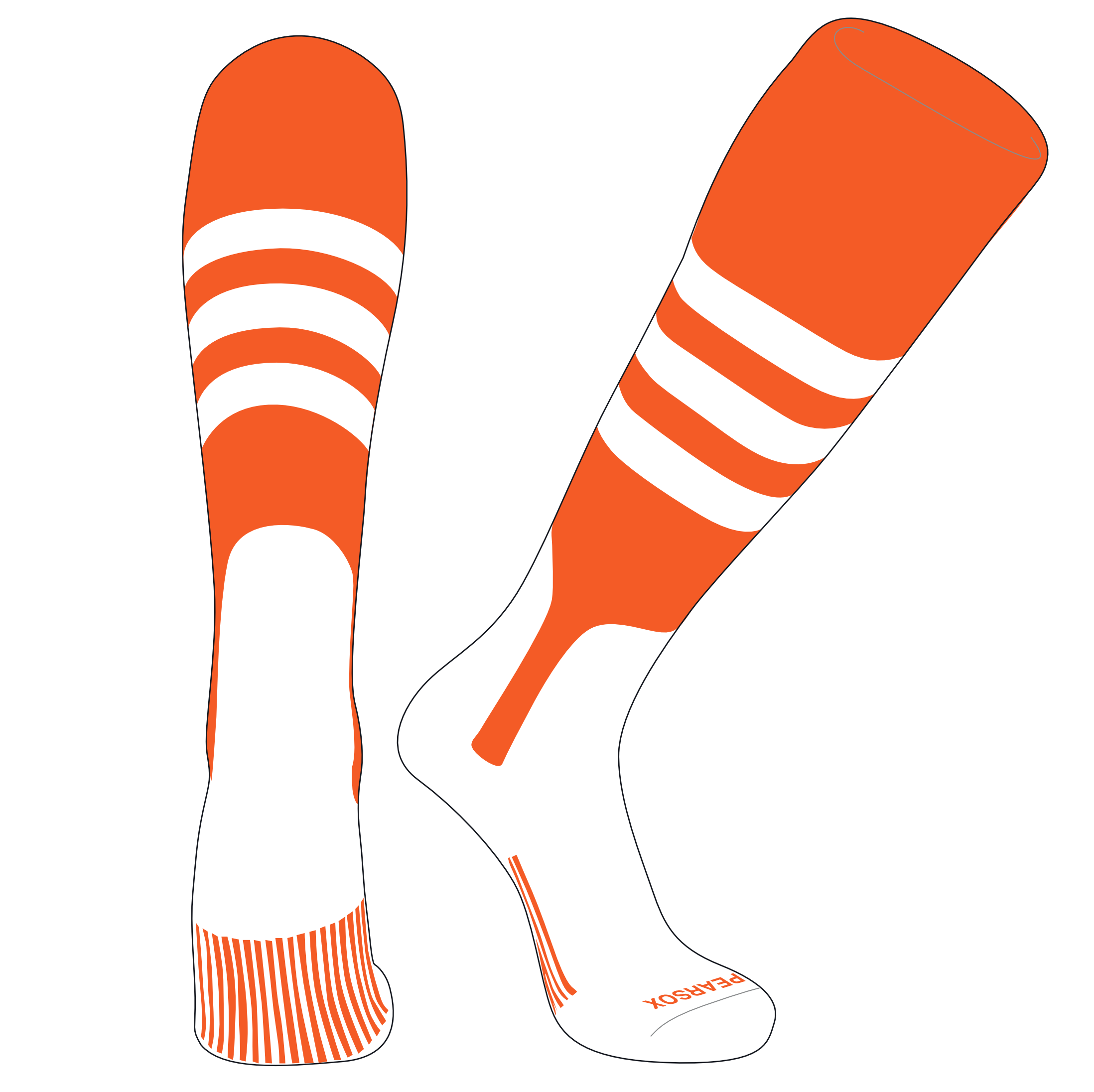 PEAR SOX OTC Baseball Softball Stirrup Socks (A, 7in) Orange, White